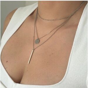Adornia NEW 14k Gold Plated Layered Pendant Necklace